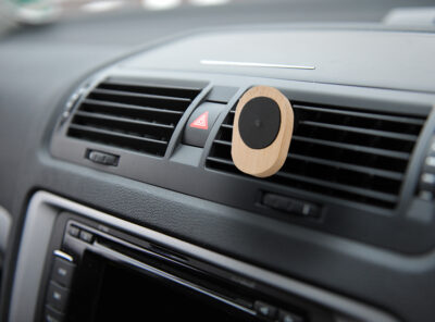 controls near the steering wheel in a modern car